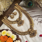 Vriksham Divya Lakshmi Coin Antique Bridal Set-Green Red-Pearl-G19180